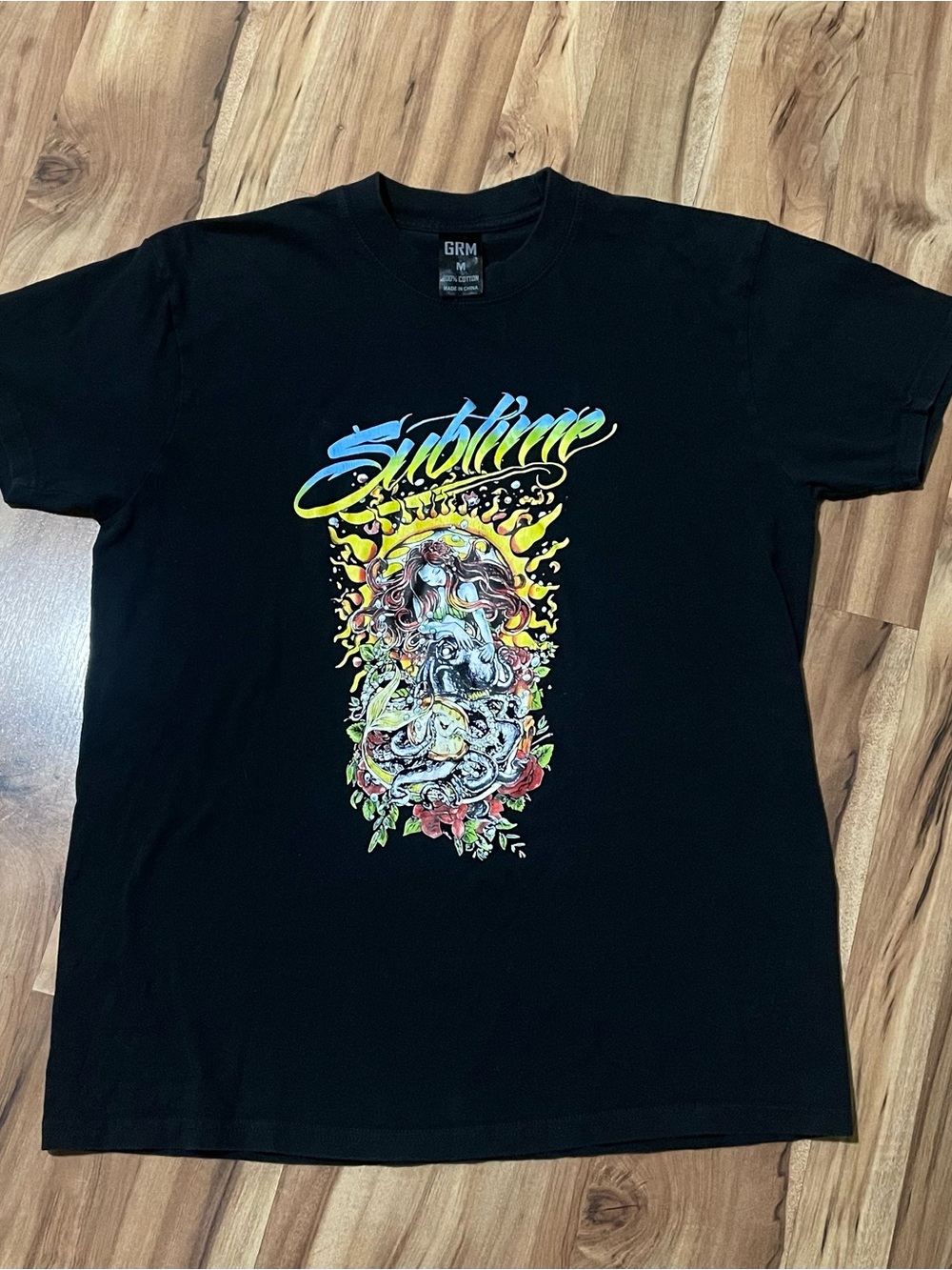 Sublime Band T-Shirt Size M Black Mermaid Graphic 100% Cotton Reggae Rock